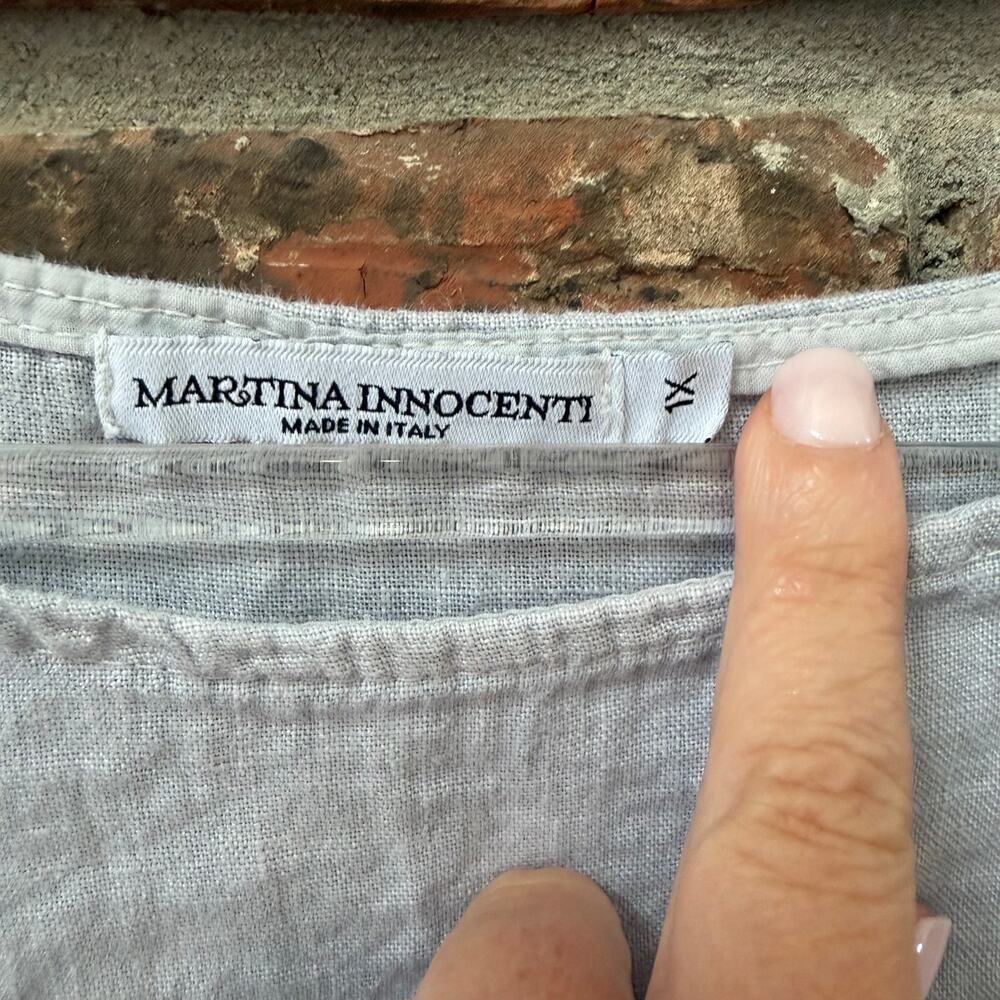 Martina Innocenti Womens Linen Dress 1X Gray Tank Lightweight Stars Lagenlook - Picture 3 of 7